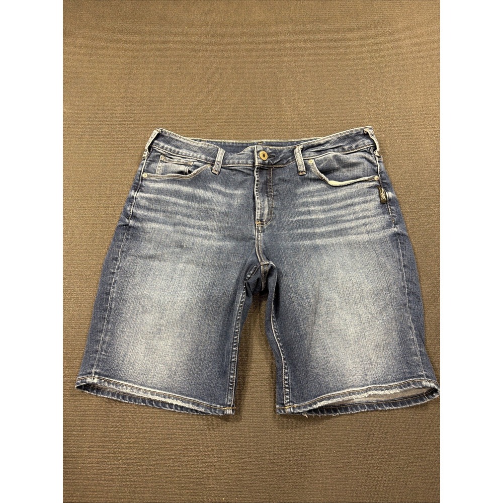 Silver Jeans Women's Suki Mid Bermuda Shorts Dark Wash W34 L9 Denim